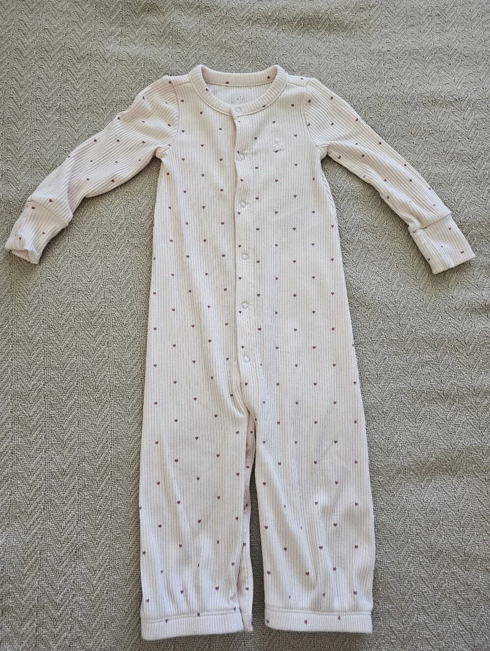 Kids Long Sleeve Pink Dot Ribbed Footless Pajamas